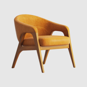 Poltrona Emília – Couro Caramelo